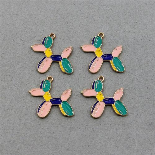 Zinc Alloy Enamel Pendants, Dog, KC gold color plated, fashion jewelry & DIY, mixed colors Approx 