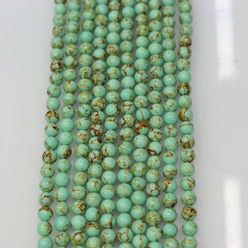 Synthetische Türkis Perlen, rund, Spritzlackierung, DIY & verschiedene Größen vorhanden, keine, Länge:ca. 40 cm, verkauft von Strang