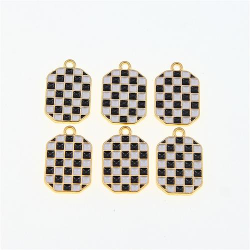 Zinc Alloy Enamel Pendants, Polygon, KC gold color plated, fashion jewelry & DIY, white and black Approx 