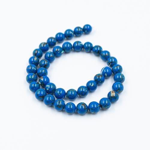 Single Gemstone Beads, Stone Powder, with Shell, Round, polished, DIY Approx 40 cm 