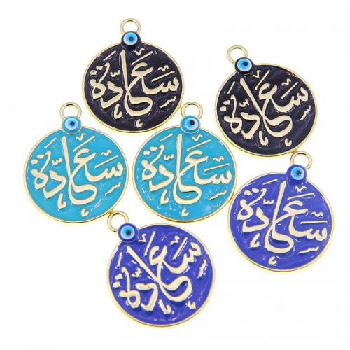 Zinc Alloy Enamel Pendants, Flat Round, KC gold color plated, fashion jewelry & DIY Approx 