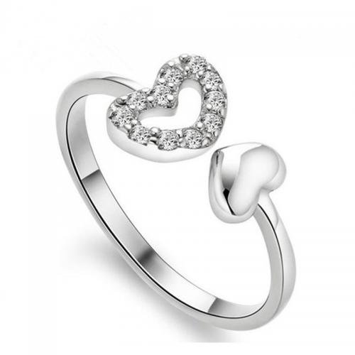 Цирконий Микро вымощает стерлингового серебра палец кольцо, 925 пробы, Сердце, ювелирные изделия моды & инкрустированное микро кубического циркония & Женский, размер:7, продается PC