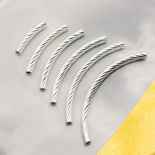 925 Sterling Silver Curved Tube Beads, DIY 