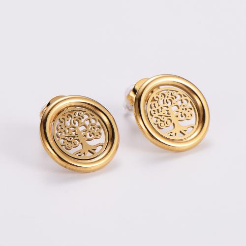 Stainless Steel Stud Earring, 316L Stainless Steel, fashion jewelry & for woman, golden, 15mm 
