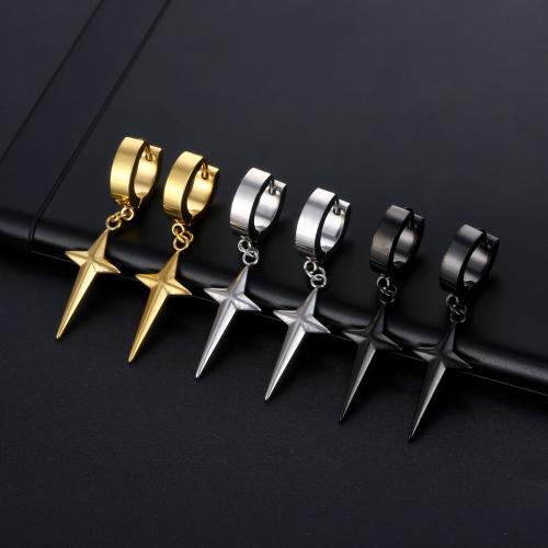 Titanium Steel Earrings, fashion jewelry & Unisex length 41mm, inner diameter 9mm 