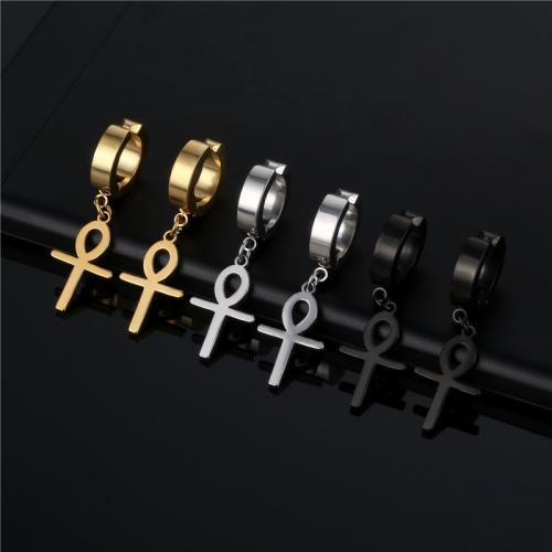 Titanium Steel Earrings, fashion jewelry & Unisex length 36mm, inner diameter 9mm 