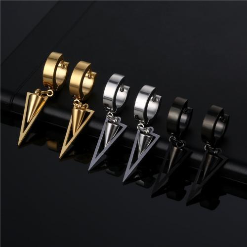 Titanium Steel Earrings, Cross, fashion jewelry & Unisex length 37mm, inner diameter 9mm 