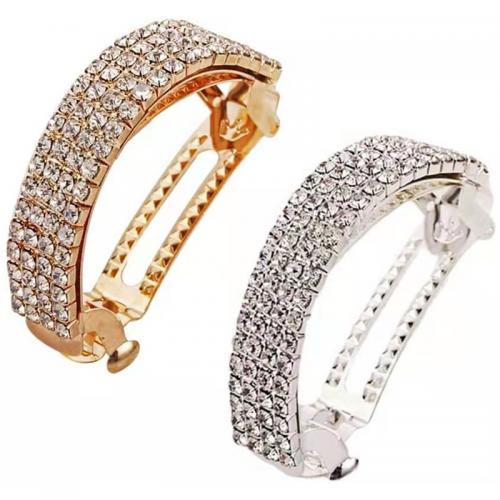 Hair Snap Clips, Zinc Alloy, fashion jewelry & for woman & with rhinestone 46mm 