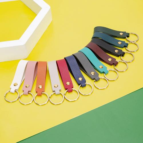 PU Leather Key Chain, with Iron, fashion jewelry & Unisex 