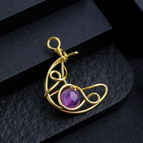 Gemstone Zinc Alloy Pendants, Natural Stone, with Zinc Alloy, Bullet, gold color plated, DIY 