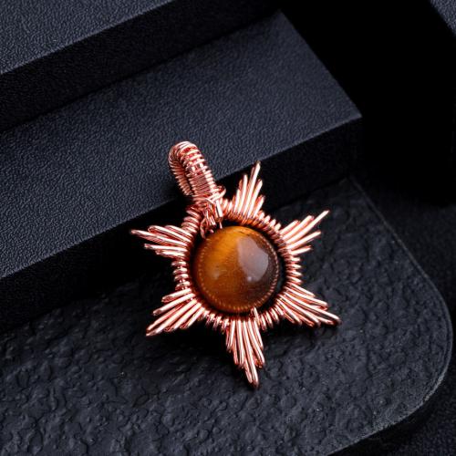 Gemstone Zinc Alloy Pendants, Natural Stone, with Zinc Alloy, Flower, rose gold color plated, DIY 