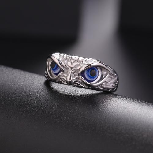 Titanium Steel Finger Ring, silver color plated, Unisex & enamel 
