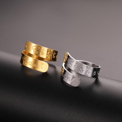 Titanium Steel Finger Ring, silver color plated, Double Layer & for woman inner ~20mm 
