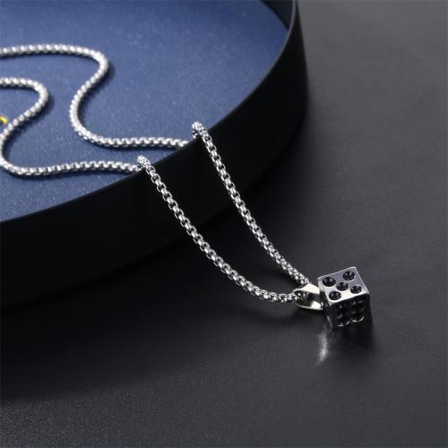 Titanium Steel Jewelry Necklace, with Zinc Alloy, Dice, plated, fashion jewelry, silver color cm 