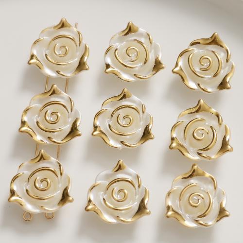 Imitation Perlen aus Kunststoff, Kunststoff Perlen, Blume, DIY, weiß, 21mm, verkauft von PC