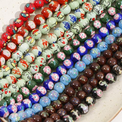 Hand Drawing Porcelain Beads, Round, DIY 12mm 