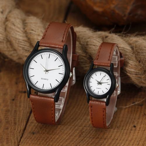 Couple Watch Bracelets, PU Leather, with Glass & 304 Stainless Steel & Zinc Alloy, fashion jewelry & Chinese movement & Unisex 