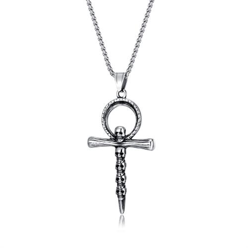 Stainless Steel Jewelry Necklace, 304 Stainless Steel, Cross, plated, fashion jewelry & for man, original color x41mm 