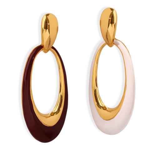 Brass Drop Earring, plated, for woman & enamel 