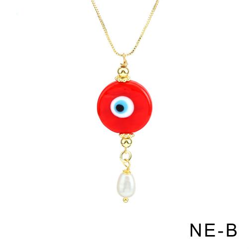 Evil Eye Ensemble de bijoux, laiton, avec perle d'eau douce cultivée & verre, styles différents pour le choix & pavé de micro zircon & pour femme, plus de couleurs à choisir, Vendu par PC