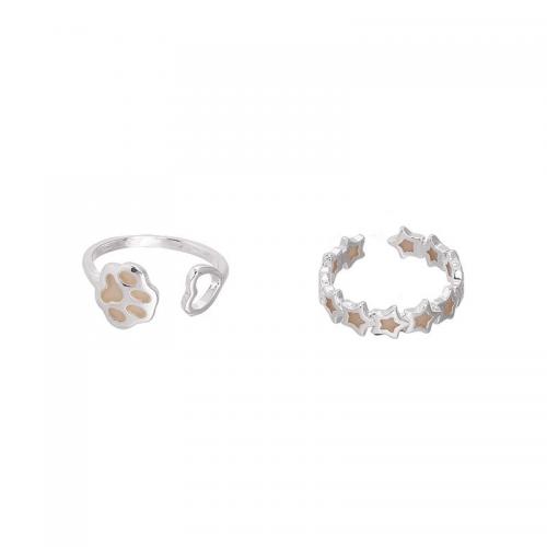 цинковый сплав Манжеты палец кольцо, плакирован серебром, ювелирные изделия моды & разные стили для выбора & Женский, размер:6-8, продается PC