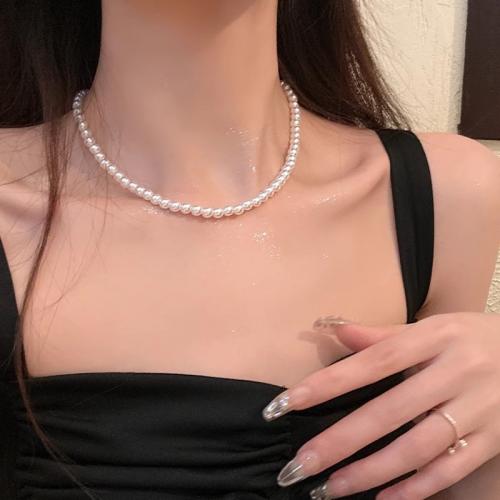 Perlas de vidrio collar, diverso tamaño para la opción & para mujer, longitud:aproximado 16 Inch, Vendido por UD