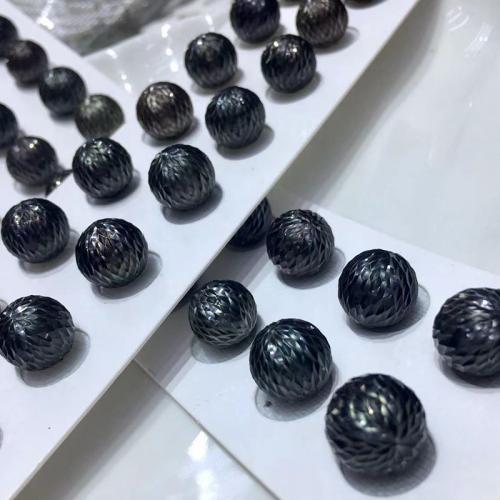 Akoya Zuchtperlen Perlen, rund, geschnitzt, DIY & verschiedene Größen vorhanden, schwarz, verkauft von PC