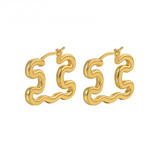 Brass Drop Earring, plated, fashion jewelry & for woman & hollow 
