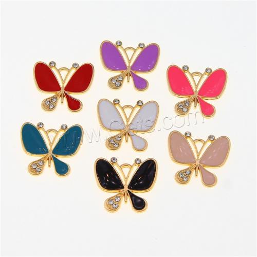 Zinc Alloy Enamel Pendants, Butterfly, KC gold color plated, fashion jewelry & DIY & with rhinestone Approx 