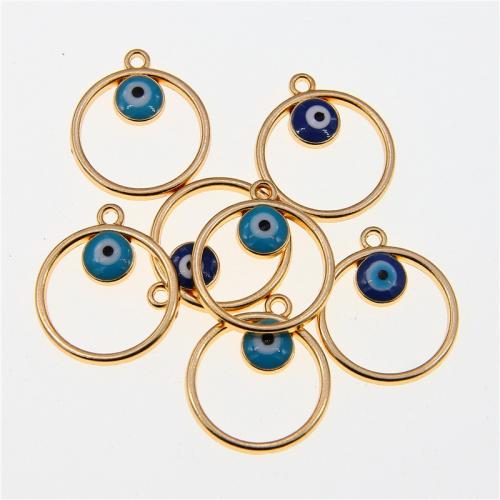 Zinc Alloy Evil Eye Pendant, Donut, KC gold color plated, fashion jewelry & DIY & enamel & hollow Approx 