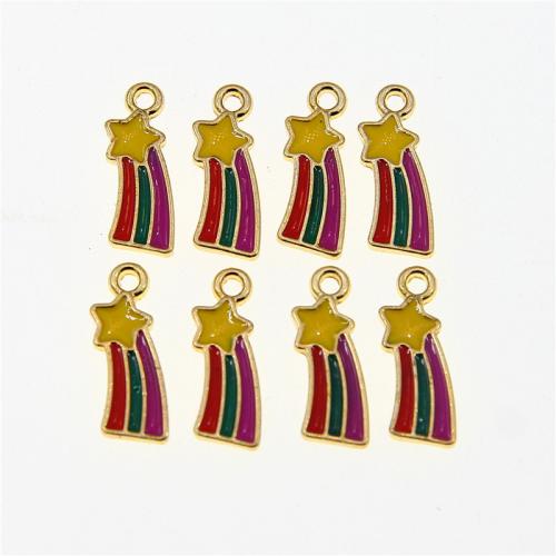 Zinc Alloy Enamel Pendants, Star, KC gold color plated, fashion jewelry & DIY, mixed colors Approx 