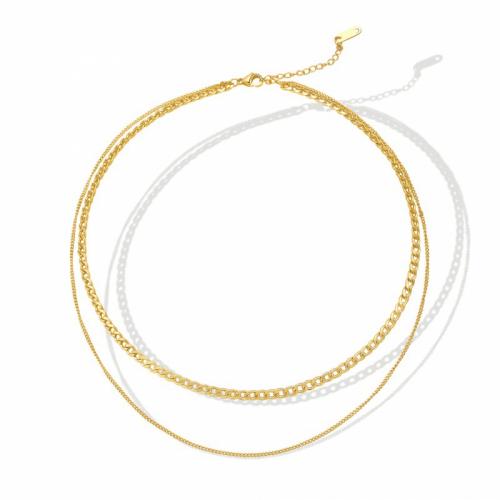 Titanium Steel Jewelry Necklace, with 5cm extender chain, Vacuum Ion Plating, Double Layer & fashion jewelry & for woman, golden, nickel, lead & cadmium free Approx 38 cm, Approx 42 cm 