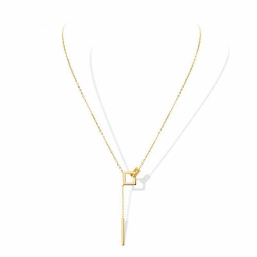 Titanium Steel Jewelry Necklace, with 5cm extender chain, Square, Vacuum Ion Plating, fashion jewelry & for woman, golden, nickel, lead & cadmium free Approx 43 cm 