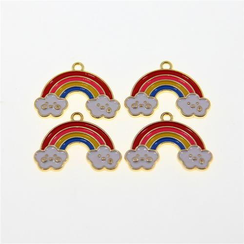 Zinc Alloy Enamel Pendants, Rainbow, KC gold color plated, fashion jewelry & DIY, mixed colors Approx 