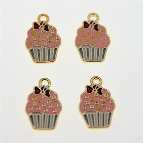 Zinc Alloy Enamel Pendants, Cake, KC gold color plated, fashion jewelry & DIY, mixed colors Approx 