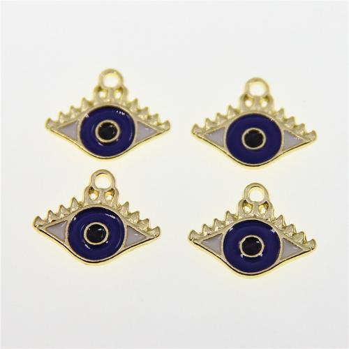 Zinc Alloy Evil Eye Pendant, KC gold color plated, fashion jewelry & DIY & enamel, mixed colors Approx 