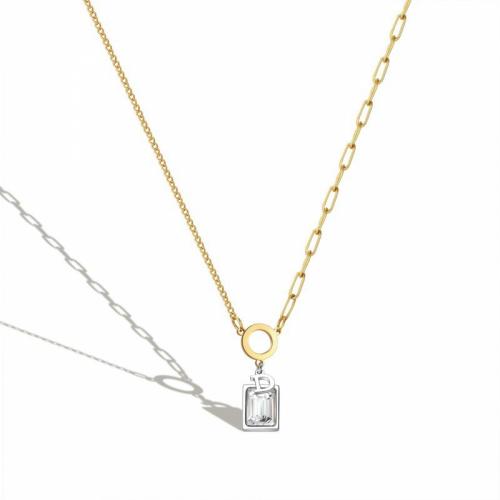 Titanium Steel Jewelry Necklace, with Crystal, with 5cm extender chain, Rectangle, Vacuum Ion Plating, fashion jewelry & for woman, mixed colors, nickel, lead & cadmium free Approx 45 cm 
