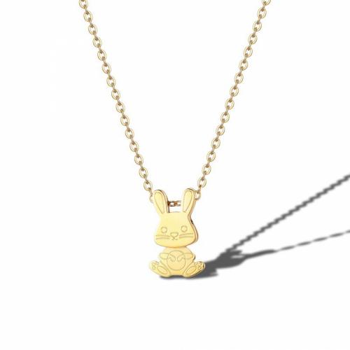 Titanium Steel Jewelry Necklace, with 5cm extender chain, Rabbit, Vacuum Ion Plating, fashion jewelry & for woman, golden, nickel, lead & cadmium free Approx 40 cm 