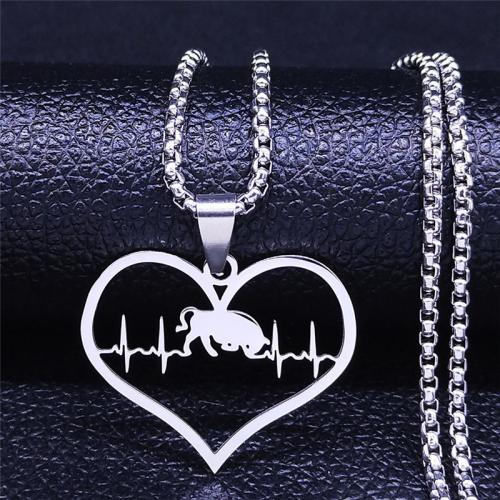 Stainless Steel Jewelry Necklace, 304 Stainless Steel, Heart, polished, fashion jewelry & Unisex, silver color Approx 50 cm 