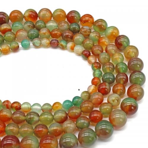 Natürliche Malachit Achat Perlen, rund, poliert, DIY & verschiedene Größen vorhanden, farbenfroh, Länge:ca. 38 cm, verkauft von Strang
