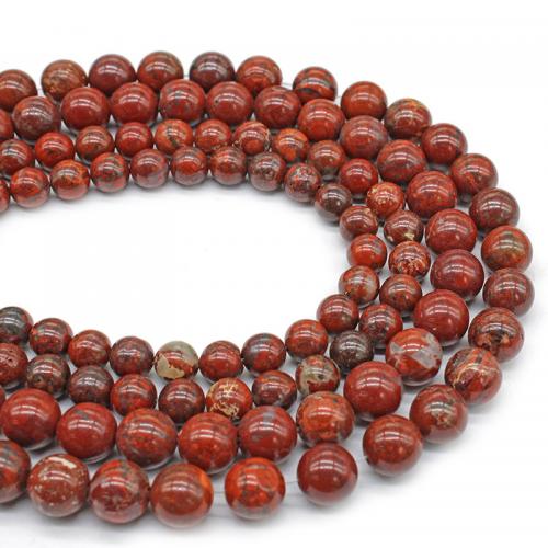 Perles en jaspe bréchique, Corde d'armure, Rond, poli, DIY & normes différentes pour le choix, rouge Environ 38 cm, Vendu par brin