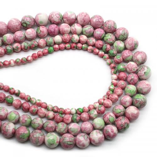 Regen Blume Stein Perlen, Regen Blumen Stein, rund, poliert, DIY & verschiedene Größen vorhanden, Länge:ca. 38 cm, verkauft von Strang