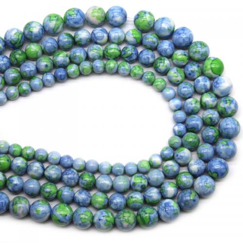 Regen Blume Stein Perlen, Regen Blumen Stein, rund, poliert, DIY & verschiedene Größen vorhanden, blau, Länge:ca. 38 cm, verkauft von Strang