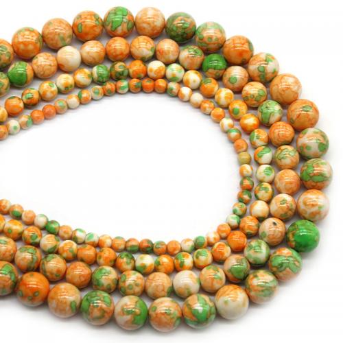 Rain Flower Stone Beads, Round, polished, DIY yellow Approx 38 cm 