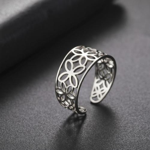 Titanium Steel Finger Ring, plated, for woman & hollow inner ~20mm 
