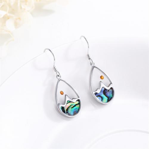Abalone Shell Earring, 304 Stainless Steel, with Abalone Shell & Glass, Teardrop, silver color plated, for woman 