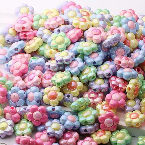 Perles acryliques plaquée, Acrylique, fleur, DIY, plus de couleurs à choisir Environ 3mm Vendu par sac