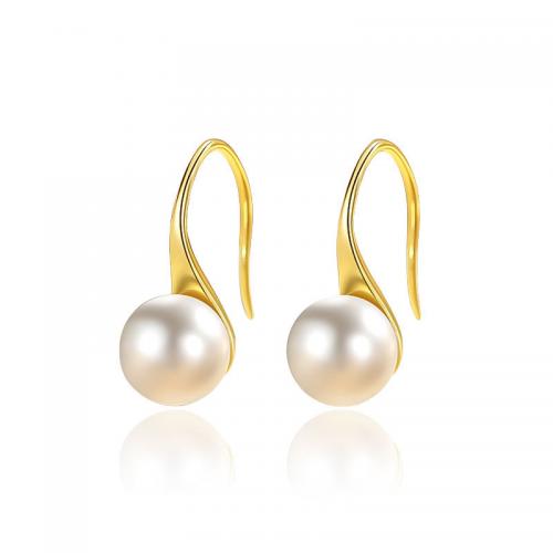 Sterling Silver Drop Earring, 925 Sterling Silver, with Plastic Pearl, plated, for woman 17mm 
