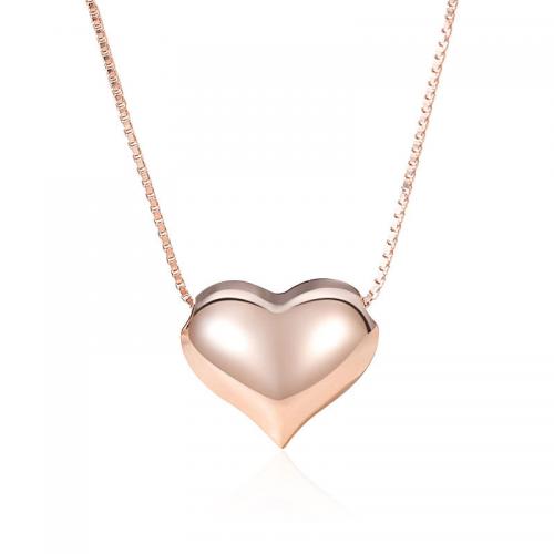 Sterling Silver Jewelry Necklace, 925 Sterling Silver, with 5CM extender chain, Heart, polished, for woman, platinum color Approx 40 cm 