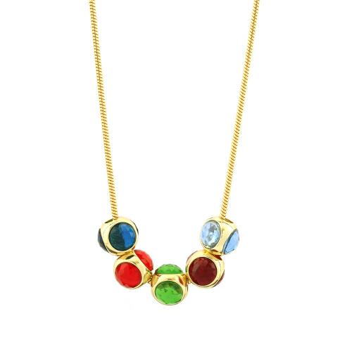 Ожерелье ручной латунные, Латунь, с Кристаллы, Связанный вручную, Женский, Много цветов для выбора, длина:60 см, продается PC